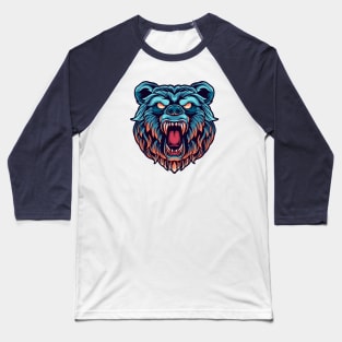 Angry Bear Illustration Baseball T-Shirt